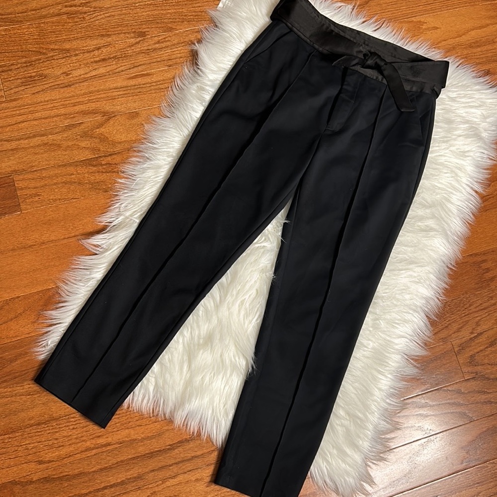 Joie Black Skinny Crop Side Tie Pants Sz 6